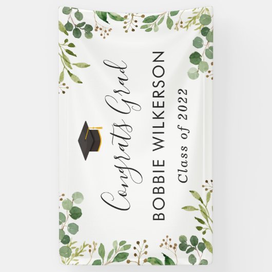 Eucalyptus Green Leaves Graduat Party Spandoek (Verticaal)
