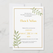 Eucalyptus Green Leaves Minimal Wedding Kaart (Voorkant)