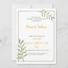 Eucalyptus Green Leaves Minimal Wedding Kaart