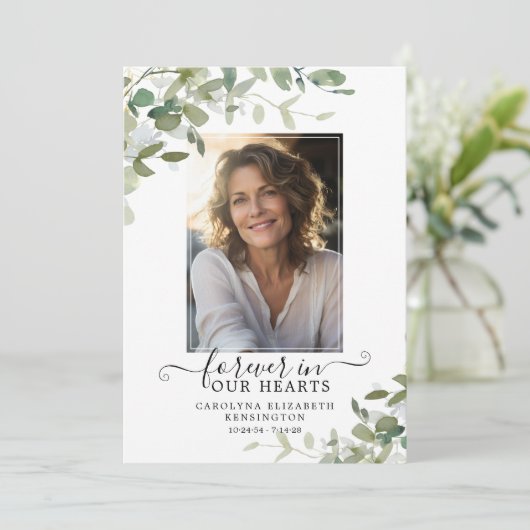 Eucalyptus Green Memorial begrafenisprogramma Kaart (Staand voorkant)