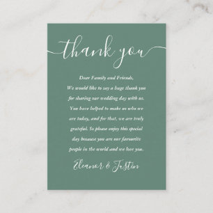 Eucalyptus Green Modern Script Wedding Bedankt Plaatskaartje
