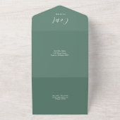 Eucalyptus Green Modern Signature Script Wedding All In One Uitnodiging (Buitenkant)