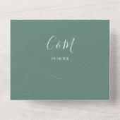 Eucalyptus Green Modern Signature Script Wedding All In One Uitnodiging (Achterkant)