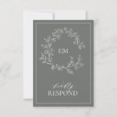 Eucalyptus Green Monogram Weddenschap RSVP-kaart RSVP Kaartje (Voorkant)