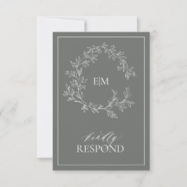 Eucalyptus Green Monogram Weddenschap RSVP-kaart RSVP Kaartje