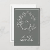 Eucalyptus Green Monogram Weddenschap RSVP-kaart RSVP Kaartje (Voorkant / Achterkant)