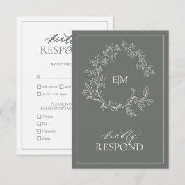 Eucalyptus Green Monogram Weddenschap RSVP-kaart RSVP Kaartje