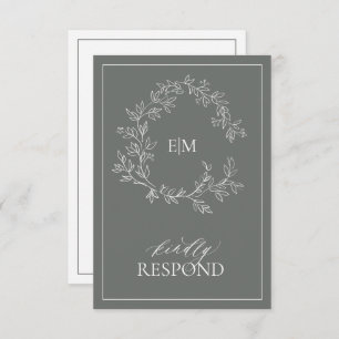 Eucalyptus Green Monogram Weddenschap RSVP-kaart RSVP Kaartje