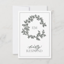 Eucalyptus Green Monogram Weddenschap RSVP-kaart RSVP Kaartje