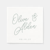 Eucalyptus Green | Overmaatse Script Names Weddens Servet (Voorkant)