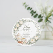 Eucalyptus Green Palette Tea Party Bridal Shower Kaart (Staand voorkant)