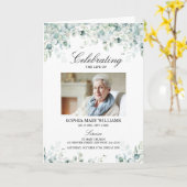 Eucalyptus Green Photo Memorial begrafenisprogramm Kaart (Gele Bloem)