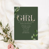 Eucalyptus Green Pink Girl Baby shower Kaart