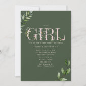 Eucalyptus Green Pink Girl Baby shower Kaart (Voorkant)
