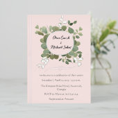 Eucalyptus Green Pink Silver Weddenschap Folie Feestdagenkaart (Staand Voorkant)