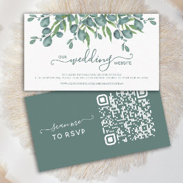Eucalyptus Green QR Code Weddenschap Website RSVP  Visitekaartje