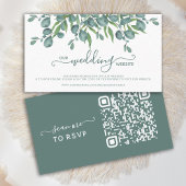 Eucalyptus Green QR Code Weddenschap Website RSVP  Visitekaartje