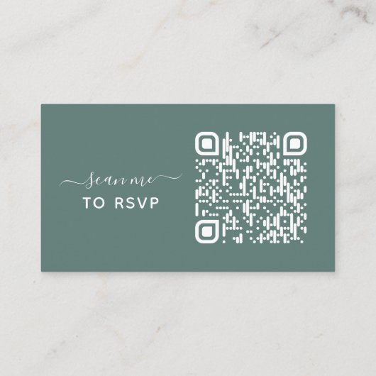 Eucalyptus Green QR Code Weddenschap Website RSVP  Visitekaartje (Achterkant)