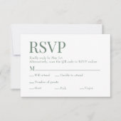 Eucalyptus Green Scan QR Code Maaltijdkeuze Trouwe RSVP Kaartje (Voorkant)