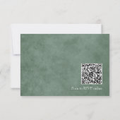 Eucalyptus Green Scan QR Code Maaltijdkeuze Trouwe RSVP Kaartje (Achterkant)