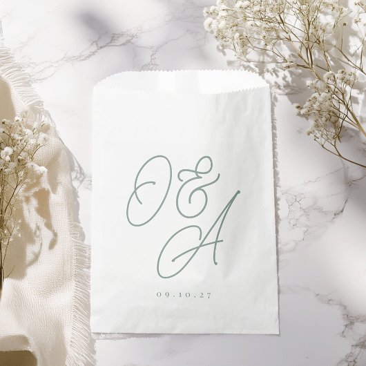 Eucalyptus Green Script Watermark Monogram Weddens Bedankzakje