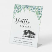 Eucalyptus Green Shuttle Service Trouwbord Reclamebord Met Voetstuk (Voorkant)