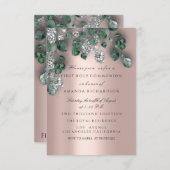 Eucalyptus Green Silver First Heilige Communie Kaart (Voorkant / Achterkant)