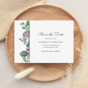 Eucalyptus Green Succulent Script Sla de datum op Notitiekaartje