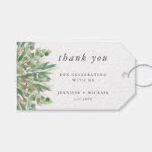 Eucalyptus Green Waterverf & Gold Wedding Cadeaulabel (Voorkant (Horizontaal))