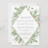 Eucalyptus Green Waterverf & Gold Wedding Kaart (Voorkant)