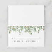 Eucalyptus Green Waterverf & Gold Wedding Plaatskaartje (Buitenkant ongevouwen)