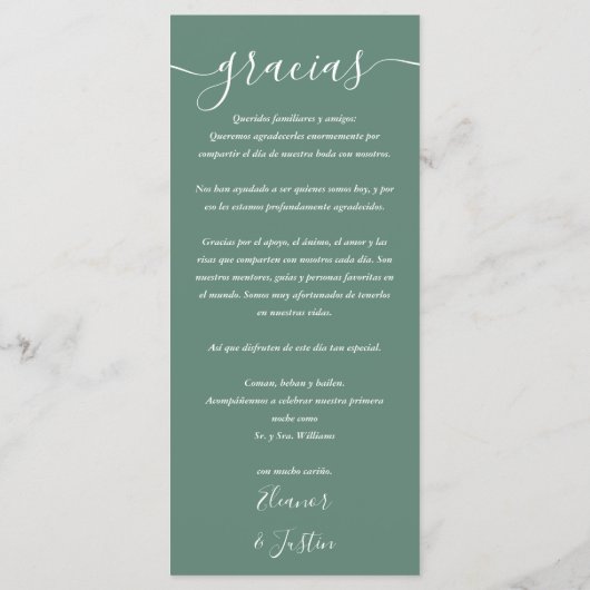 Eucalyptus Green Wedding 2 Taal Dank u kaart (Achterkant)