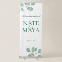 Eucalyptus Green Wedding Sign Banner Decor