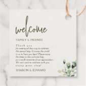 Eucalyptus Green Wedding Welkom Geschenktas Mand Bedankjes Labels (Achterkant)