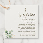 Eucalyptus Green Wedding Welkom Geschenktas Mand Bedankjes Labels (Voorkant)