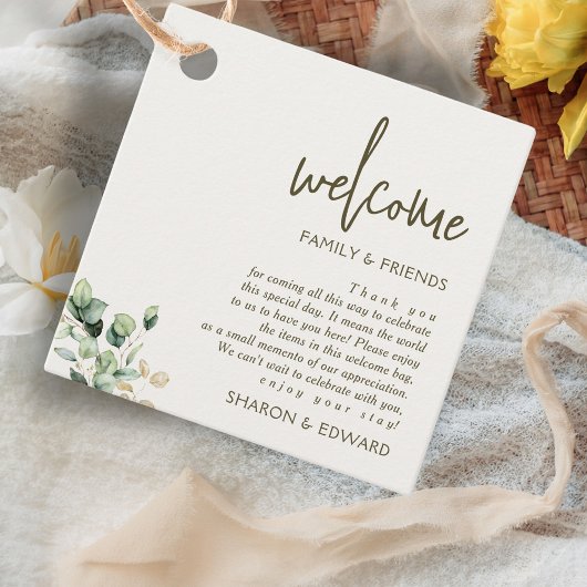 Eucalyptus Green Wedding Welkom Geschenktas Mand Bedankjes Labels