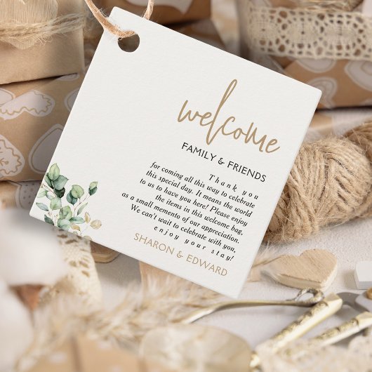 Eucalyptus Green Wedding Welkom Geschenktas Mand Bedankjes Labels