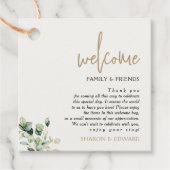 Eucalyptus Green Wedding Welkom Geschenktas Mand Bedankjes Labels (Voorkant)