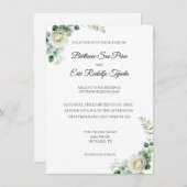 Eucalyptus Green White Flower Invitation Kaart (Voorkant / Achterkant)