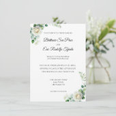 Eucalyptus Green White Flower Invitation Kaart (Staand voorkant)