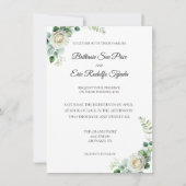 Eucalyptus Green White Flower Invitation Kaart (Voorkant)