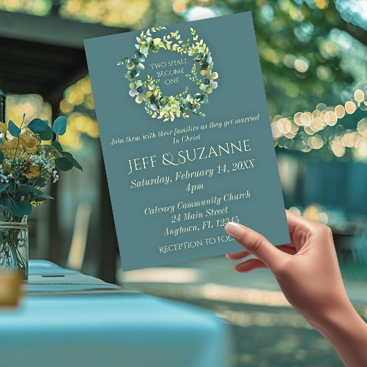 Eucalyptus Green Wreath Two wordt een bruiloft Kaart