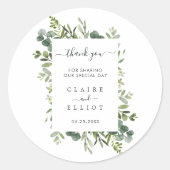 Eucalyptus Green Wreath Weddenschap Bedankt Ronde Sticker (Voorkant)