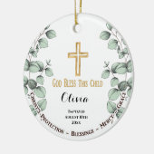 Eucalyptus Greenary Christening Baptisme Keramisch Ornament (Links)