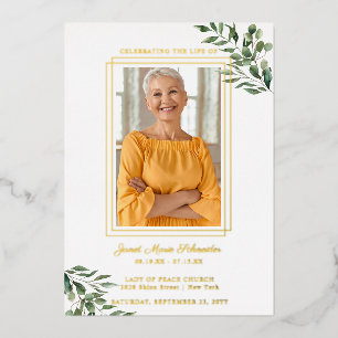 Eucalyptus Greenergy   Funeral Memorial Foto Folie Uitnodiging