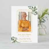 Eucalyptus Greenergy | Funeral Memorial Foto Folie Uitnodiging (Staand Voorkant)