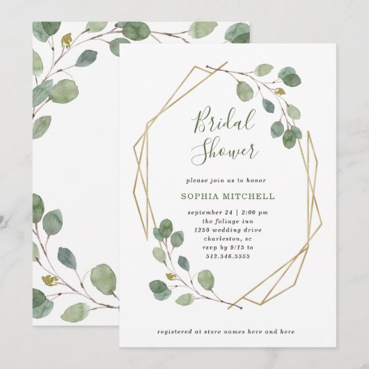 Eucalyptus Greenergy | Geometrisch Vrijgezellenfee Kaart (Voorkant / Achterkant)