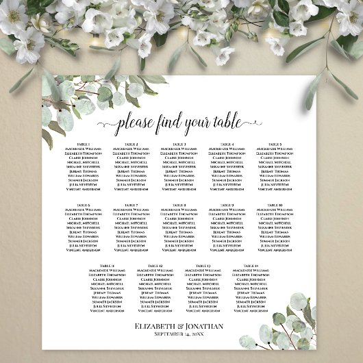Eucalyptus Greenery 14 Tafel-weduwenkaart Poster