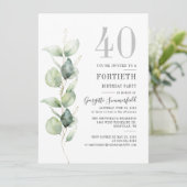 Eucalyptus Greenery 40th Birthday Party Kaart (Staand voorkant)