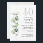 Eucalyptus Greenery 40th Birthday Party Kaart<br><div class="desc">Creëer je eigen botanische waterverf verjaardagsfeestuitnodiging met onze Eucalyptus verlaat de uitnodiging door op de knop 'Personaliseren' te klikken.</div>